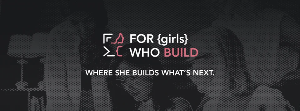 FGWB PH launch banner with halftone portraits and the For Girls Who Build wordmark